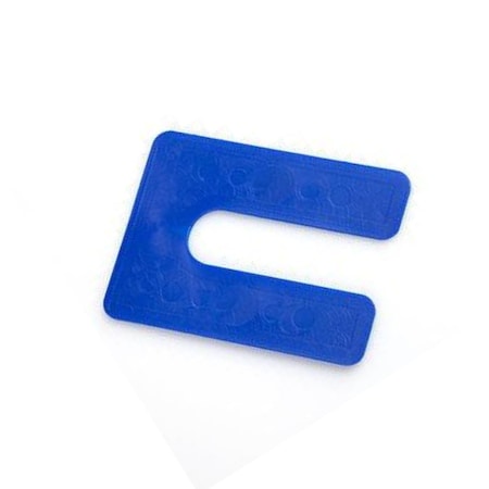 Glazelock 1/16" 4"L x 3"W 7/8" Slot, Square Horseshoe Plastic Flat Shims Blue 1000pc/box GLZ23